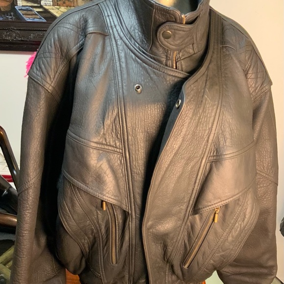 Chocolate Brown Leather Boomer Jacket - Picture 7 of 13